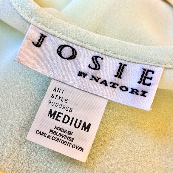 JOSIE Natori Vintage Sheer GREEN Short Robe Self Tie Embroidery NEW - Picture 9 of 15